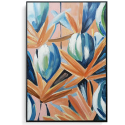 Framed Oil Painting - Floral Blue - Fervor + Hue