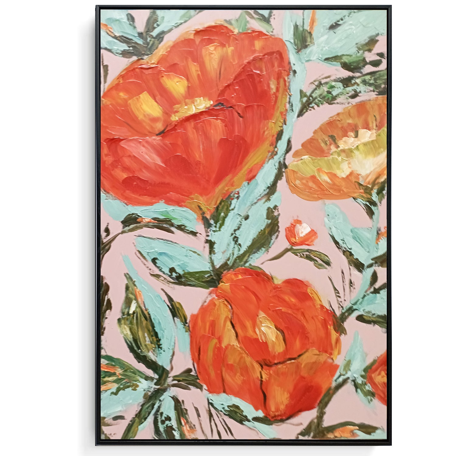 Framed Oil Painting - Floral Peach - Fervor + Hue