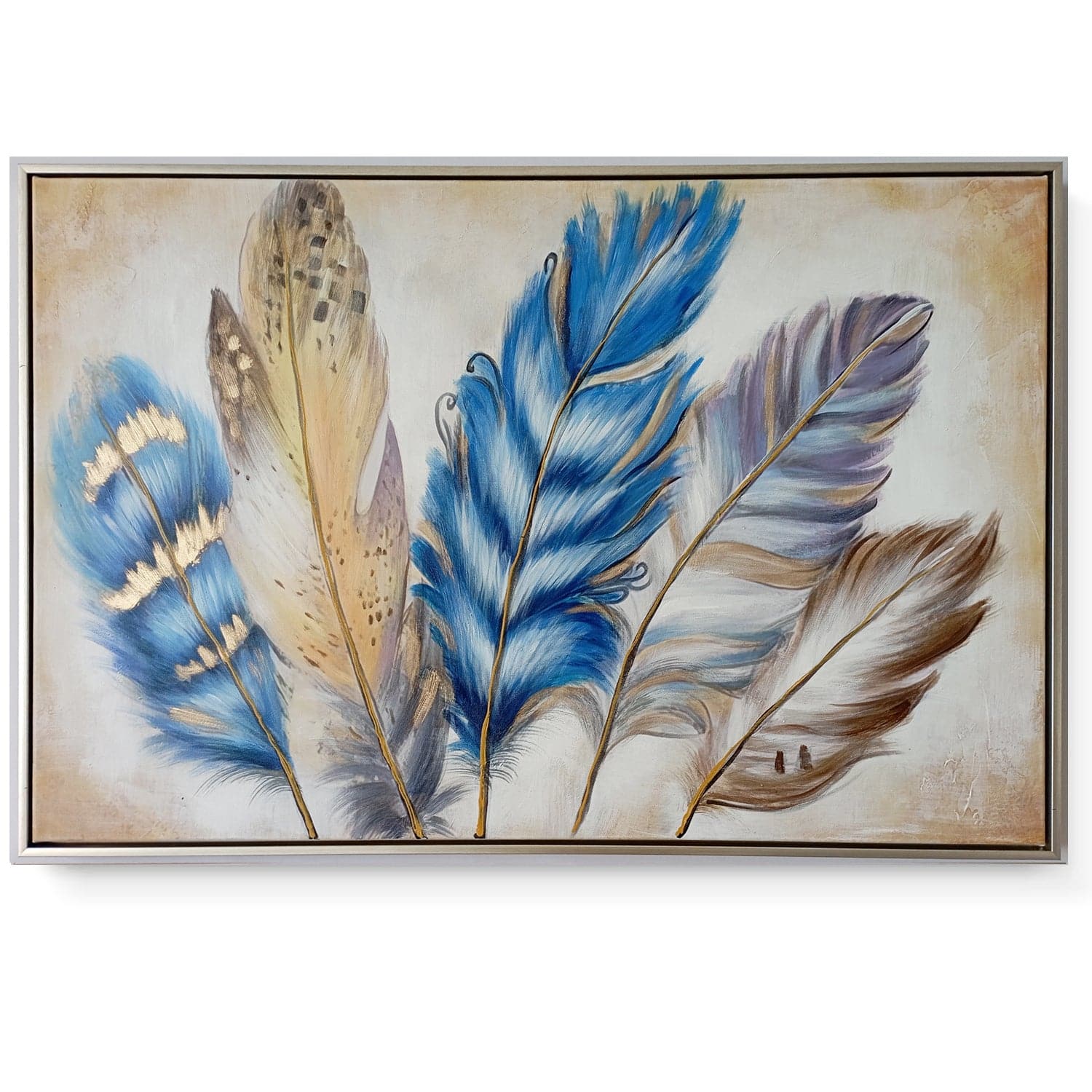 Framed Oil Painting - Native Style Feather - Fervor + Hue