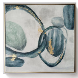 Framed Oil Painting - Abstract Circle Teal - Fervor + Hue