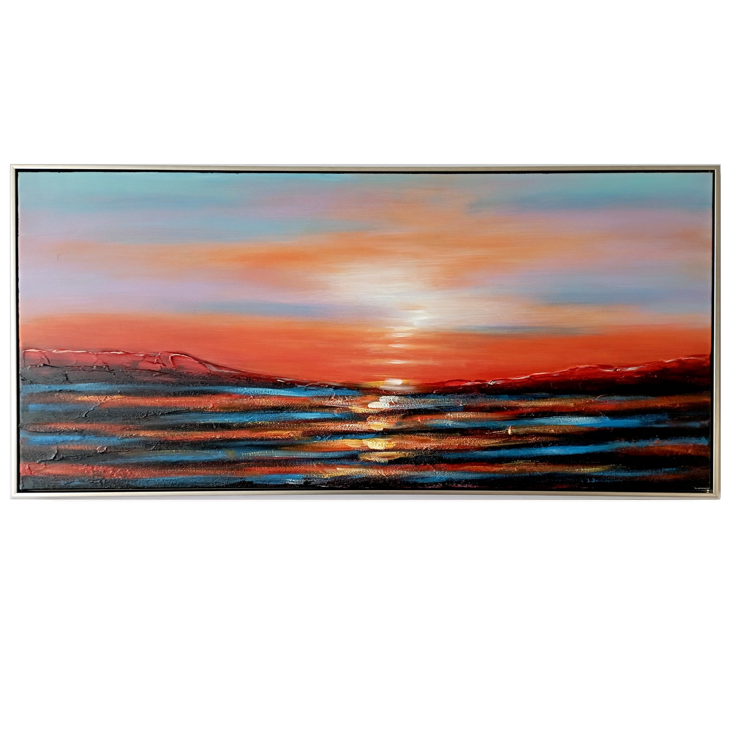 Framed Oil Painting - Surfboard Sunset - Fervor + Hue