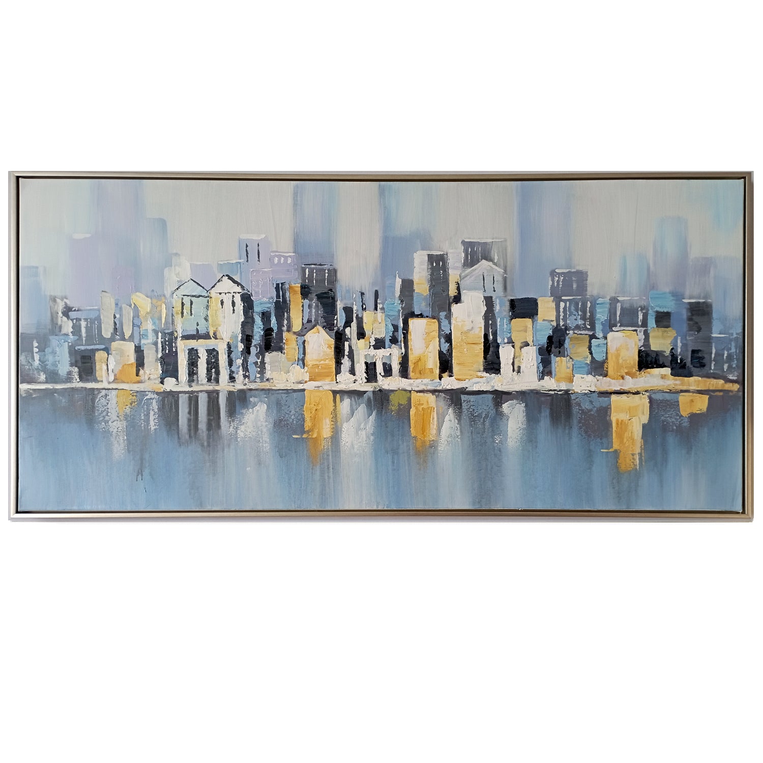 Framed Oil Painting - City Skyline Midnight - Fervor + Hue