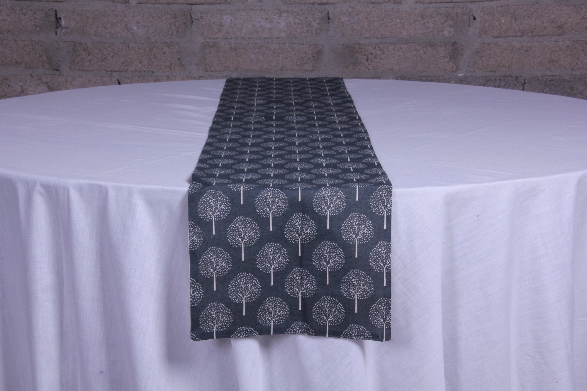 Frosty trees grey table runner - Fervor + Hue