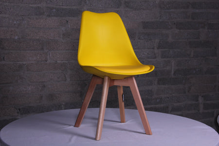 Eames Style Dining Chairs Yellow with padded seat - Fervor + Hue