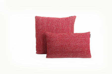 Cushion Tweedy Herringbone Red Cushion 50/50 - Fervor + Hue
