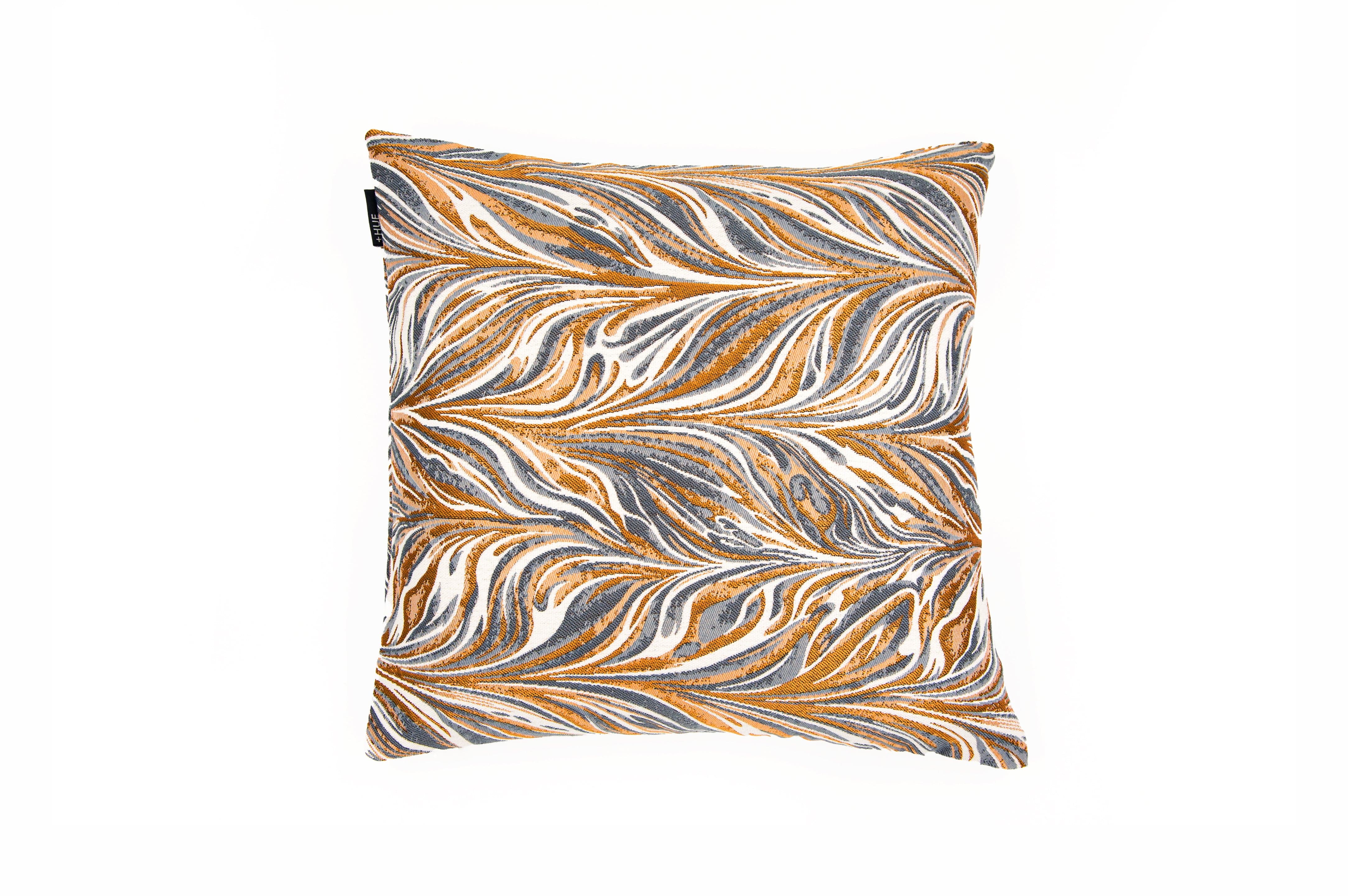 Cushion Abstract Feather Copper Grey - Fervor + Hue