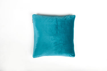 Velvet Aqua Piped Cushion - Fervor + Hue